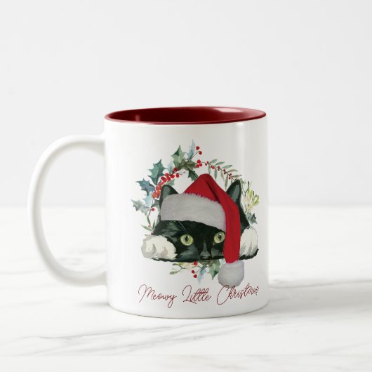 Meowy Kerstvakantie Cat Santa Hat mok (Links)