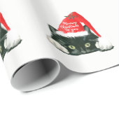 meowy kerstvakantie kat in santa hat cadeaupapier (Rol Hoek)