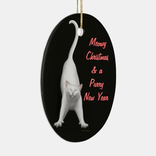 Meowy KerstWhite Cat  Ornament (Rechts)