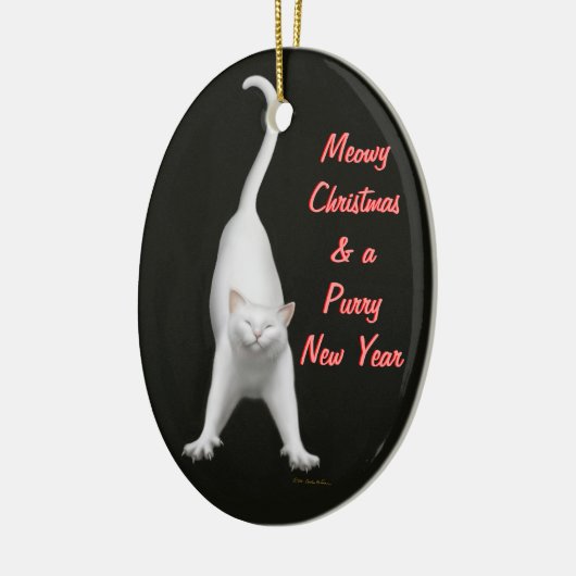 Meowy KerstWhite Cat  Ornament (Links)