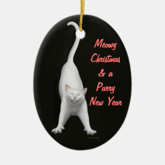 Meowy KerstWhite Cat Ornament