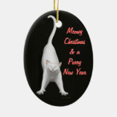 Meowy KerstWhite Cat Ornament (Achterkant)