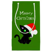 Meowy Kerstzwarte Kat Gift Bag Klein Cadeauzakje (Voorkant)