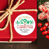 Meowy kleine kerst kat liefhebber ronde sticker