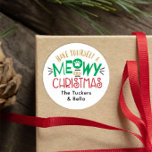 Meowy kleine kerst kat liefhebber ronde sticker