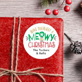 Meowy kleine kerst kat liefhebber ronde sticker