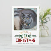 Meowy Little Christmas Foto Feestdagenkaart (Staand voorkant)