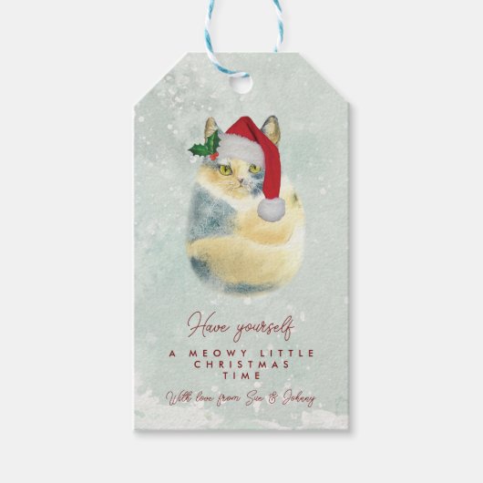 Meowy Little Christmas time vakantie cadeau labels Cadeaulabel (Voorkant)