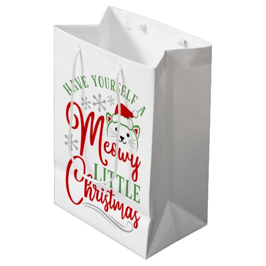 Meowy Little Kerstmis Medium Cadeauzakje (Voorkant Gekanteld)