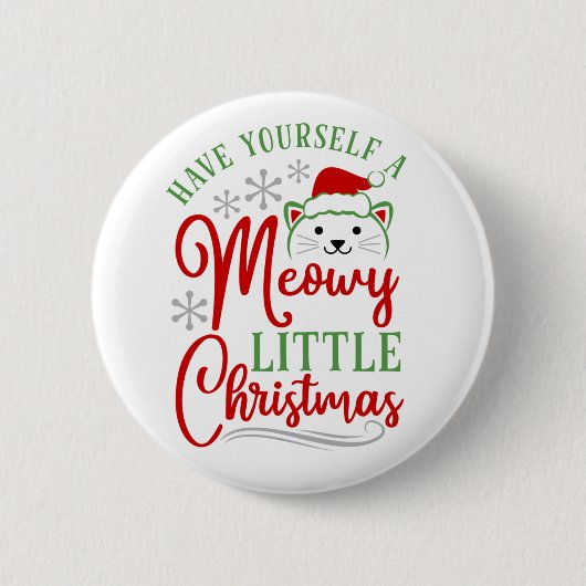 Meowy Little Kerstmis Ronde Button 5,7 Cm (Voorkant)