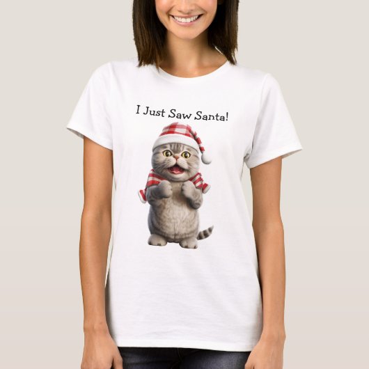 Meowy Meow Kerst Kat T-shirt (Voorkant)
