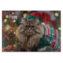 Meowy Norwegian Forest Cat Christmas gepersonalise Snijplank