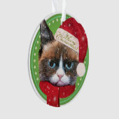 Meowy Santa Cat kerstversiering Ornament (voorkant)