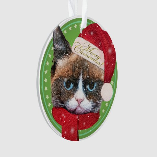 Meowy Santa Cat kerstversiering Ornament (voorkant)