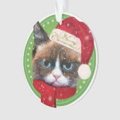 Meowy Santa Cat kerstversiering Ornament (voorkant)
