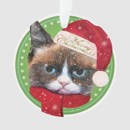 Meowy Santa Cat kerstversiering Ornament (voorkant)