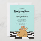 Meowy Thanksgiving Dinner Funny Cat Cartoon Kaart (Achterkant)