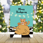 Meowy Thanksgiving Funny Cat Turkije Cartoon Feestdagenkaart<br><div class="desc">👉 Zet een glimlach op een gezicht met deze grappige kat en kalkoen cartoon Thanksgiving kaart! Meowy Thanksgiving! #zazzlemade - Klik gewoon om dit ontwerp te personaliseren - Als u wilt, kunt u een afdrukbare versie kopen voor een milieuvriendelijke optie. Mijn beloften - Dit ontwerp heeft unieke met de hand...</div>