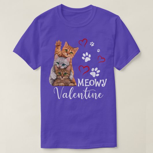 Meowy Valentijn Cats Cute Kitten Cat Valentijns Da T-shirt (Design voorkant)