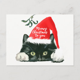 meowy van de kattensanta van de Kerstmisvakantie Feestdagenkaart