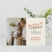 Meowy Vibes Merry Christmas Flat fotokaart Feestdagenkaart (Staand voorkant)