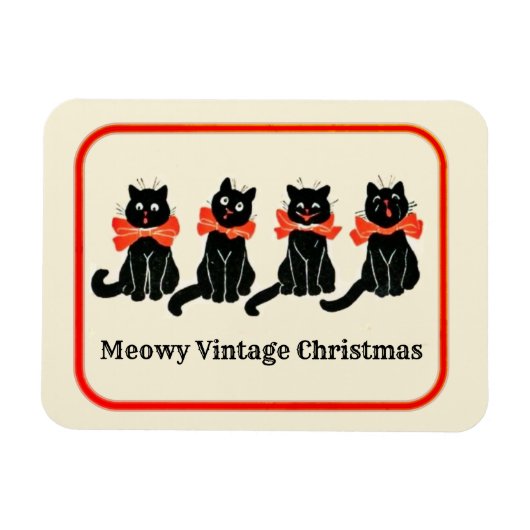 Meowy Vintage-kerstcadeautjes Magnet Magneet (Horizontaal)
