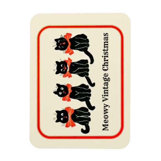 Meowy Vintage-kerstcadeautjes Magnet Magneet (Verticaal)