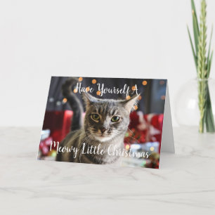 Meowy Weinig Wenskaart van Kerstmis Feestdagen Kaart