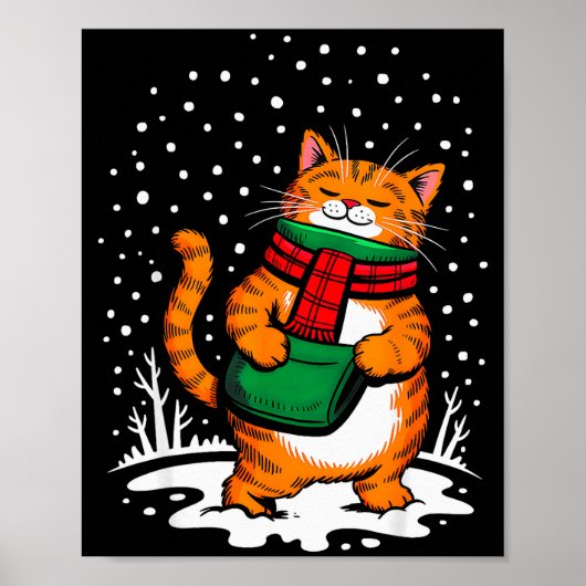 Meowy Xmas Cats Christmas Snow Kitten Funny For Ca Poster (Voorkant)