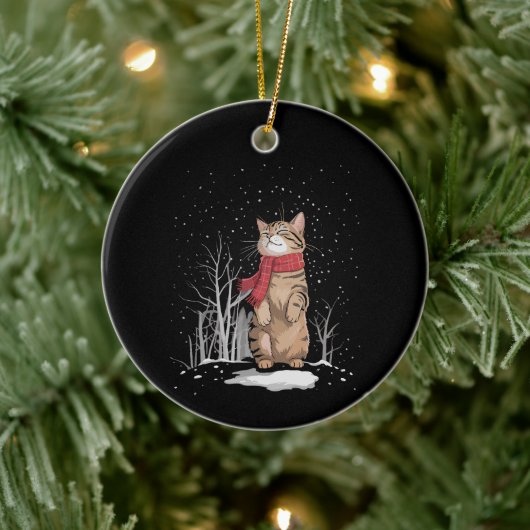 Meowy Xmas Cats Christmas Snow Kitten Funny Gift  Keramisch Ornament (Boom)