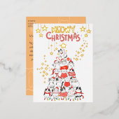 Meowy Xmas Funny Cats Kerstboom Folie Briefkaart (Voorkant / Achterkant)