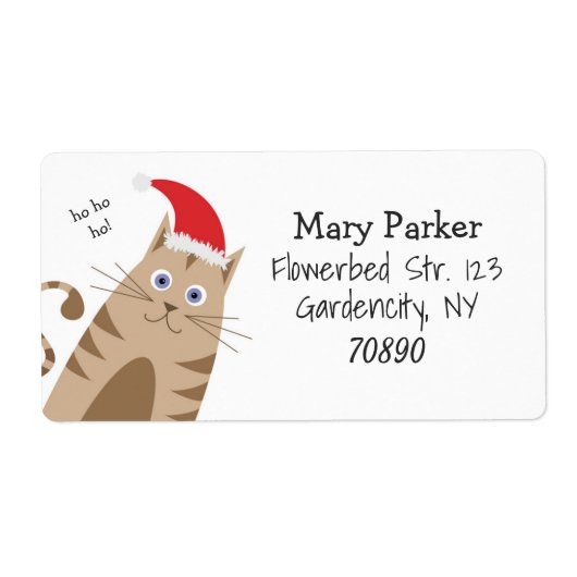 Meowy Xmas grappige kat draagt santa hat Etiket (Voorkant)