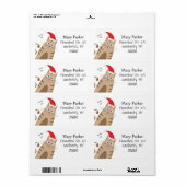 Meowy Xmas grappige kat draagt santa hat Etiket (Full Sheet)