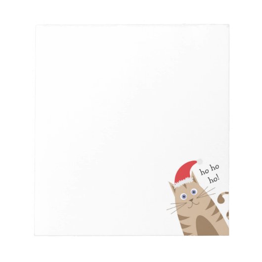 Meowy Xmas grappige kat draagt santa hat Notitieblok (Voorkant)