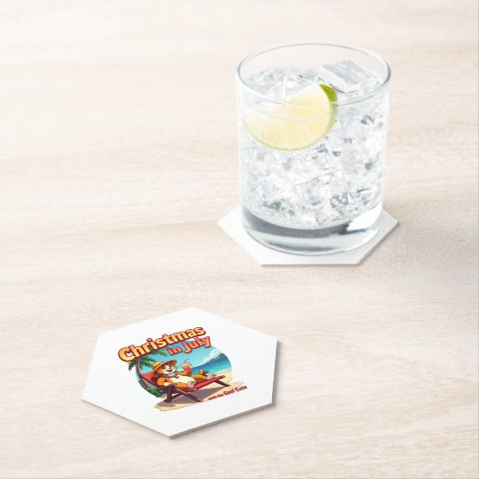 Meowy Xmas Summer Christmas In July Chillin Cool C Kartonnen Onderzetters (Insitu)