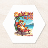 Meowy Xmas Summer Christmas In July Chillin Cool C Kartonnen Onderzetters (Voorkant)