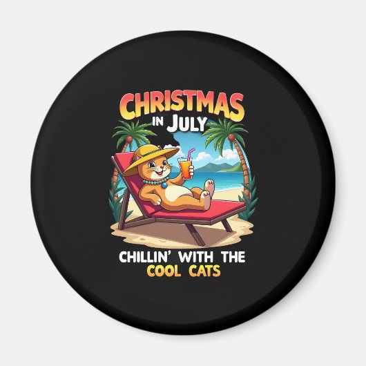 Meowy Xmas Summer Christmas In July Chillin Cool C Magneet (Voorkant)