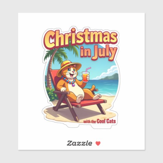 Meowy Xmas Summer Christmas In July Chillin Cool C Sticker (Vel)