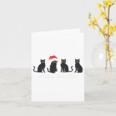 Meowys Christmas Black Cat Santa Hats Cadeau Anim Kaart (Gele Bloem)