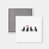 Meowys Christmas Black Cat Santa Hats Cadeau Anim Magneet (Voorkant / Achterkant)