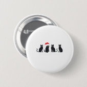 Meowys Christmas Black Cat Santa Hats Cadeau Anim Ronde Button 5,7 Cm (Voorkant /achterkant)