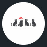 Meowys Christmas Black Cat Santa Hats Cadeau Anim Ronde Sticker<br><div class="desc">Meowys Christmas Black Cat Santa Hats Cadeau Animal Xmas</div>