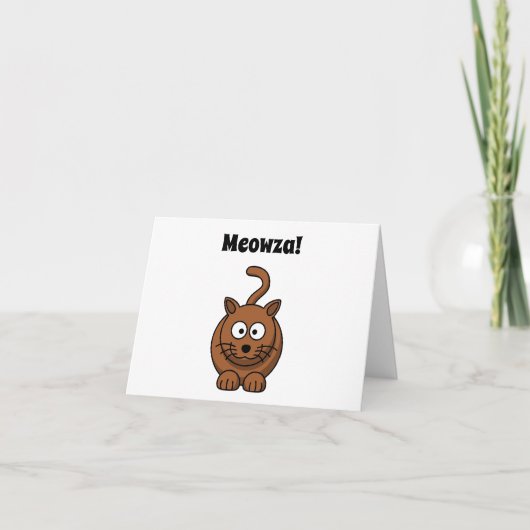 Meowza! Grappig Bruin Kitty Cat Cartoon Design Kaart (Voorkant)