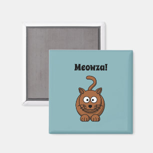 Meowza! Grappig Bruin Kitty Cat Cartoon Design Magneet