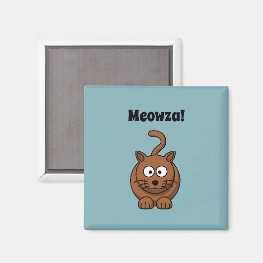 Meowza! Grappig Bruin Kitty Cat Cartoon Design Magneet (Voorkant / Achterkant)