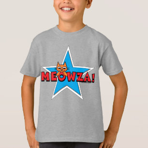 MEOWZA! Kinderen Rood Wit en Blauw Kat T-shirt