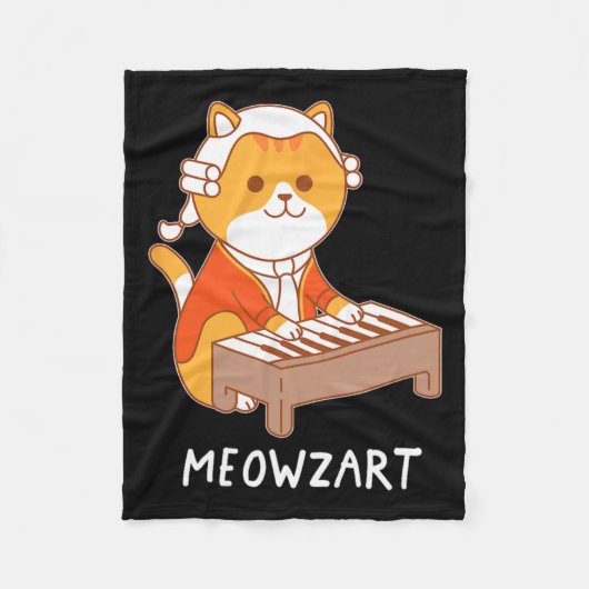 Meowzart Cat Pun Clical Muziek Piano Funny Fleece Deken (Voorkant)