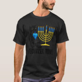 Meowzel Tov Black Cat Menorah Dreidel Hanukkah Cha T-shirt (Voorkant)
