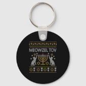 Meowzel Tov Cat Hanukkah 2025 Funny Ugly Christmas Sleutelhanger (Voorkant)