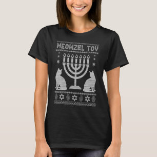 Meowzel Tov Cat Jewish Holiday Ugly Hanukkah Chan T-shirt